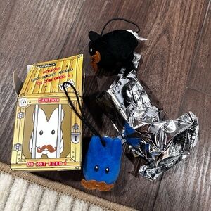 Kidrobot Mustache Labbit Keychain x2 blue and black